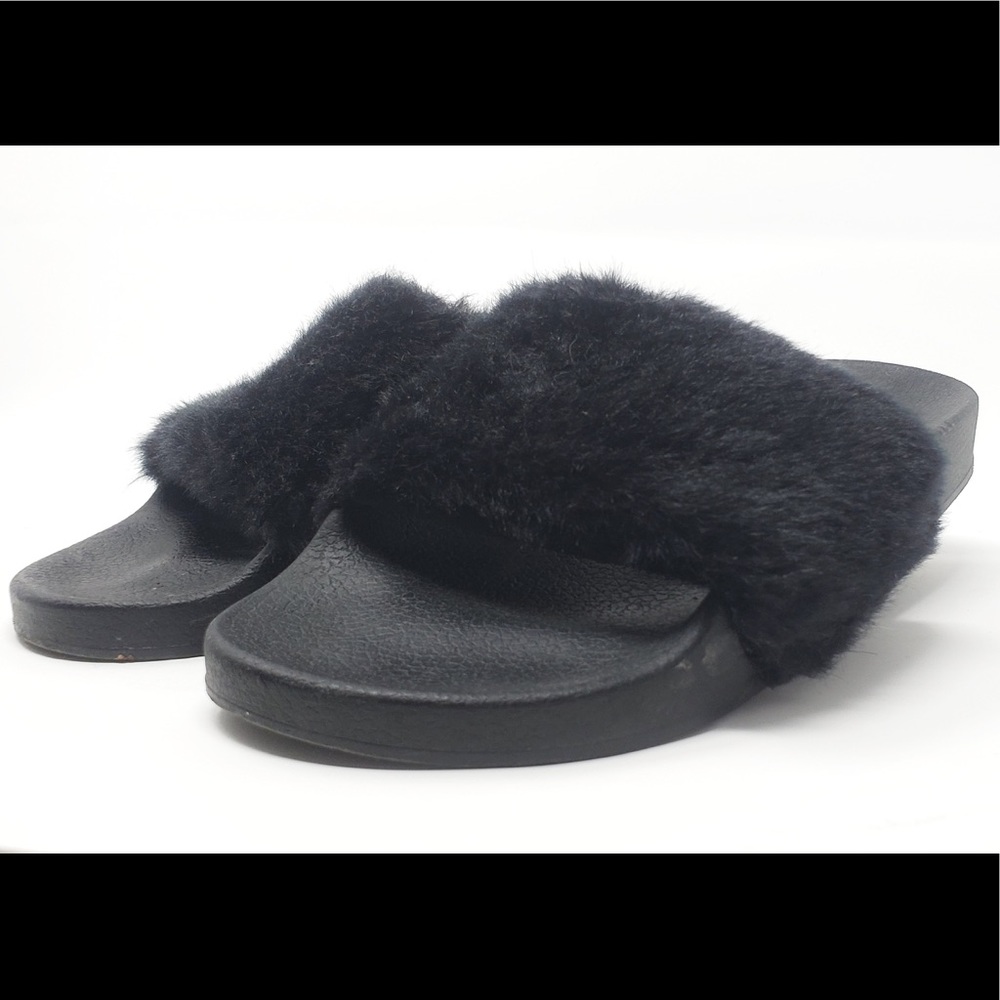 Steve Madden fur slides
